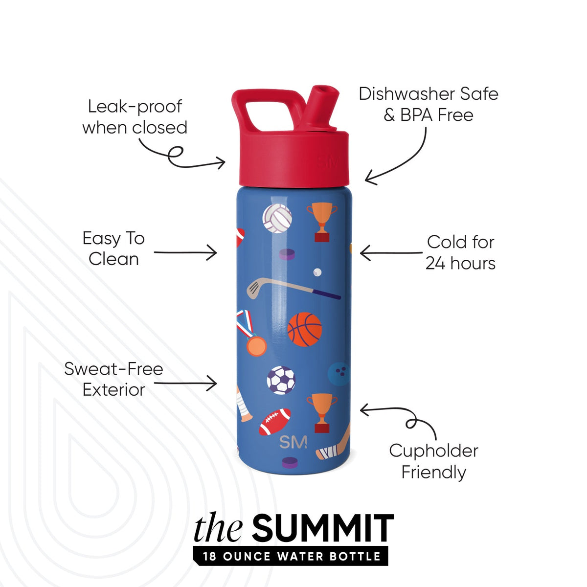Summit Kids Water Bottle with Straw Lid